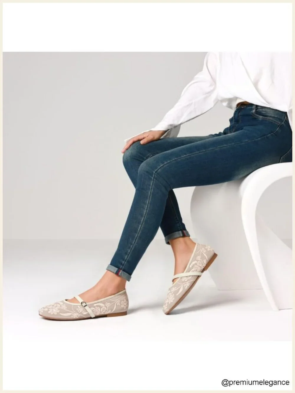 Floral Mesh Ballet Flats with Strap Women Slip On Round Toe Dress Shoes